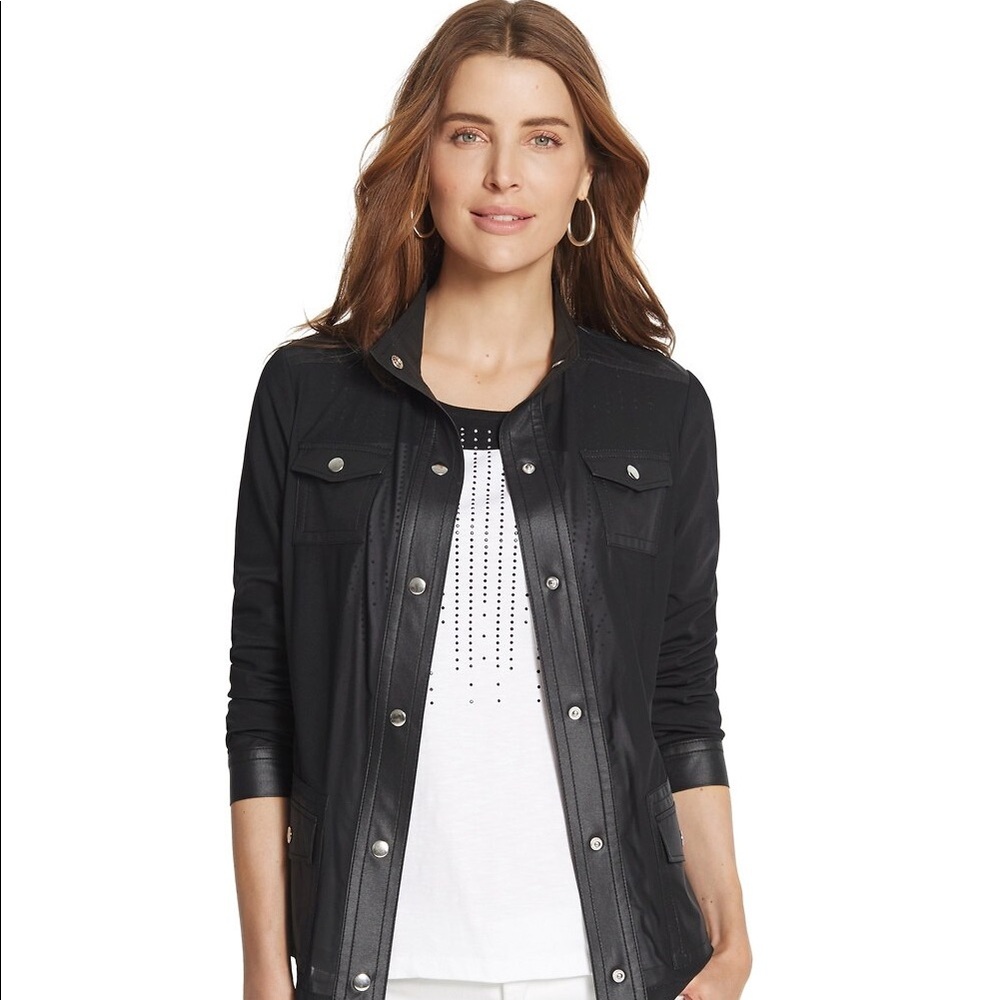 NWT Chico’s Zenergy Black Mesh overlay jacket sz 12